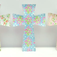 4x.8x6" Cutout Acrylic Table Cross, Floral, 4 assorted