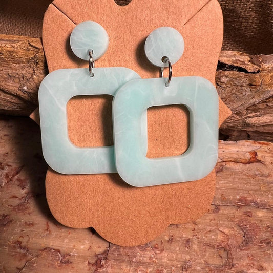 Tiffany Blue Acrylic Dangle Earrings