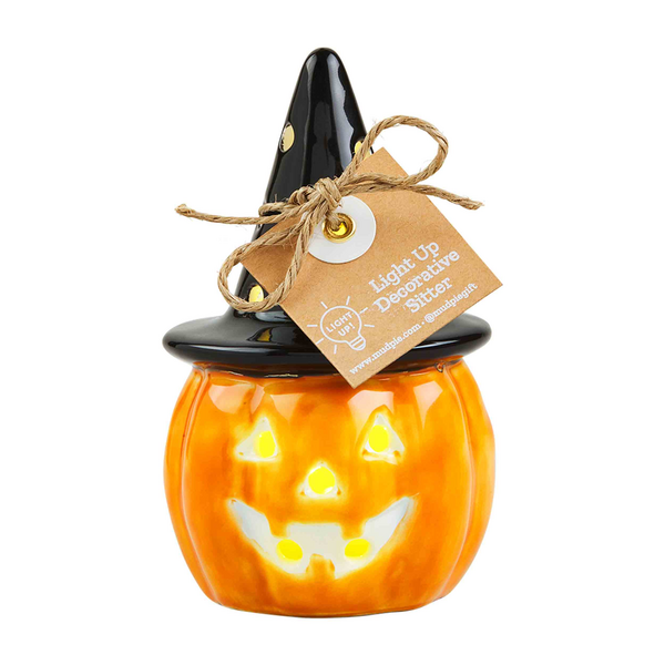 Cheerful Jack-O-Lantern Pumpkin "LIGHT UP Sitter"