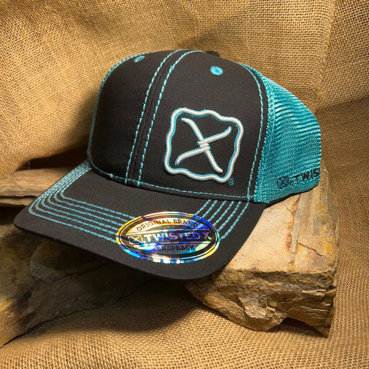 Black & Turquoise Snap Back Ball Cap