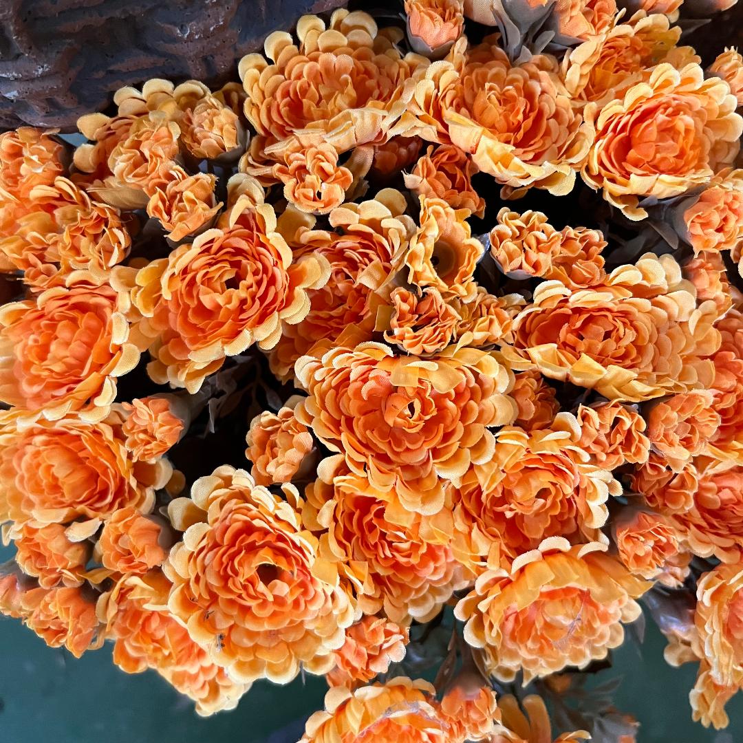 Gorgeous Authentic Looking Faux Orange Yellow Mum Bush