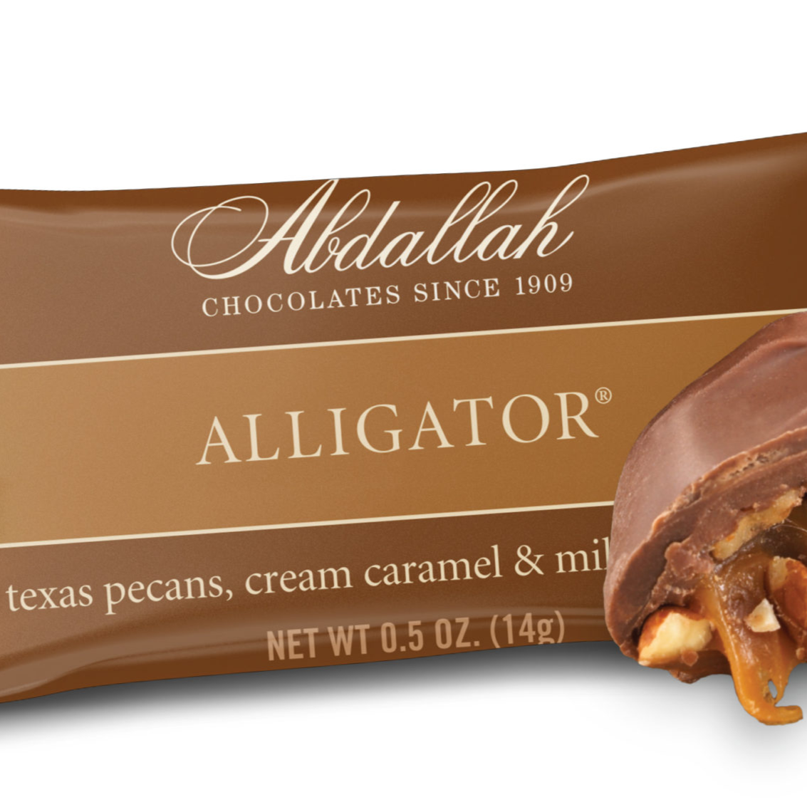 Alligator- Texas Pecan Cream Caramel Milk Chocolate Singles