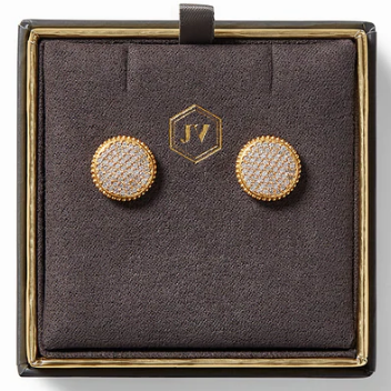 Fleur-de-Lis Pavé Stud Gold Pave Cubic Zirconia Earrings