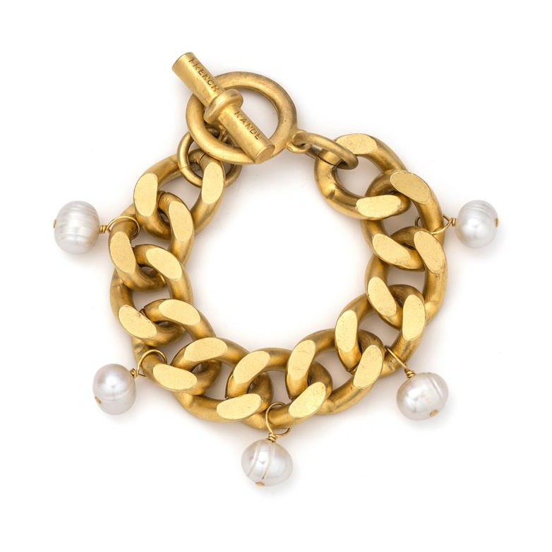 Clad Bevel Chain & Pearl Bracelet