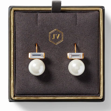 Charlotte Earring Gold Cubic Zirconia & Shell Pearl