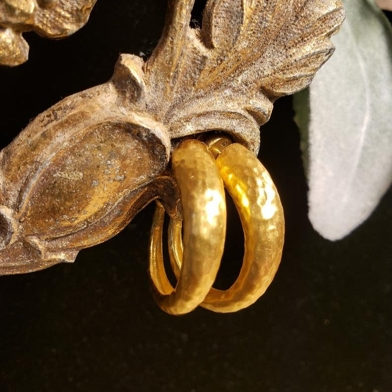 Hammered Medium Gold Hoop Earrings
