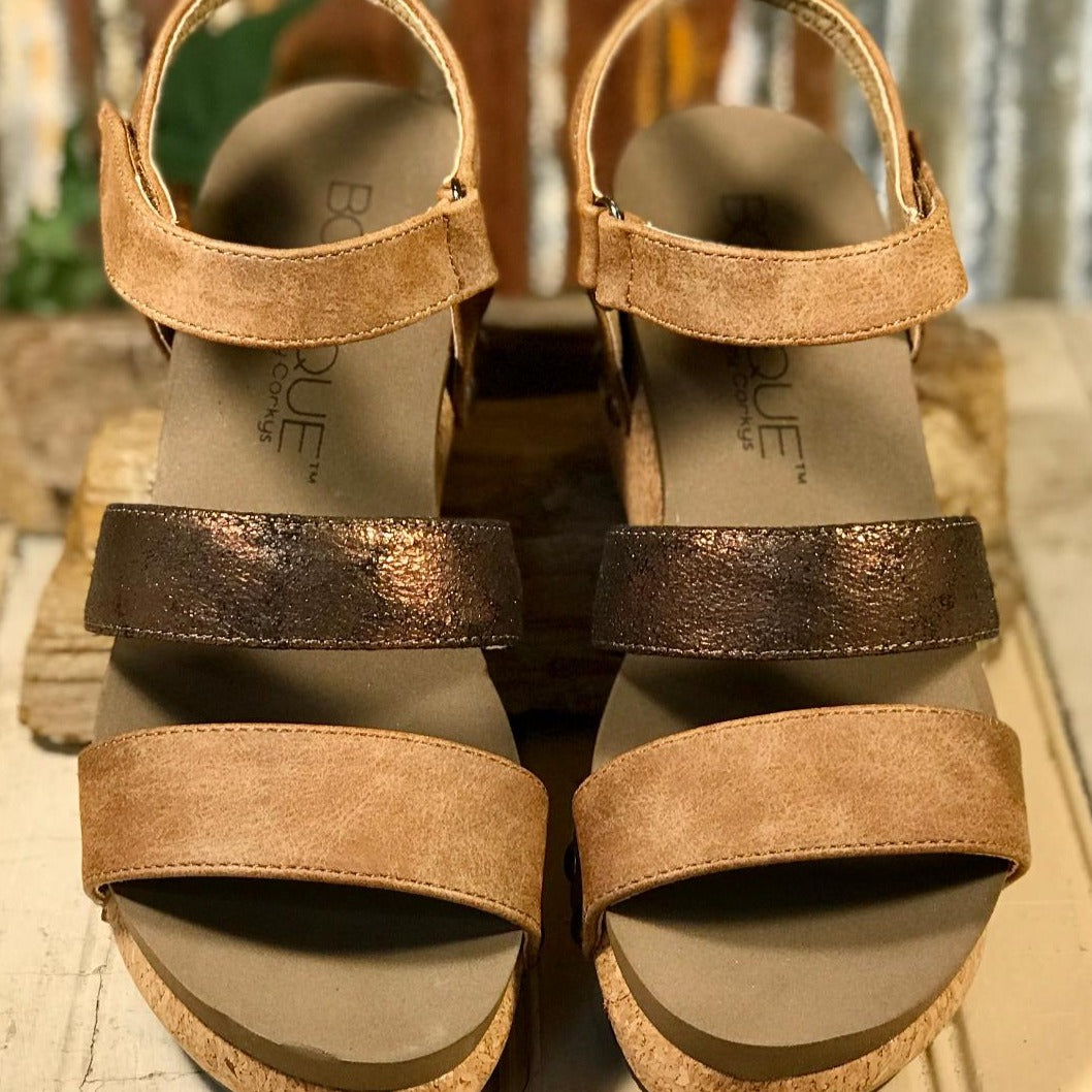 Cona Platform Brown and Bronze Wedge/Sandal