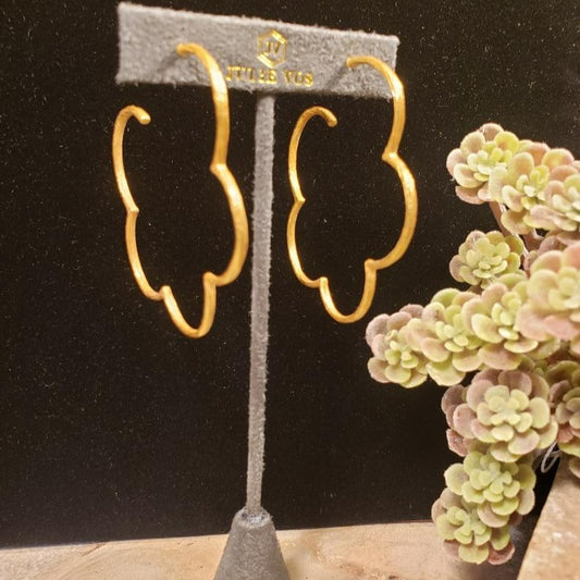 Gardenia Textured Large Gold Hoop Earrings