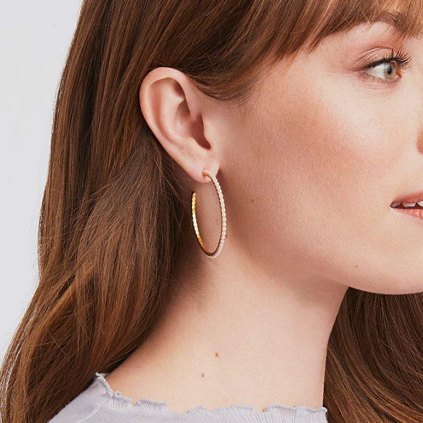 Juliet Small Gold and Pearl Hoop Earrings