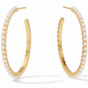 Juliet Medium Gold and Pearl Hoop Earrings