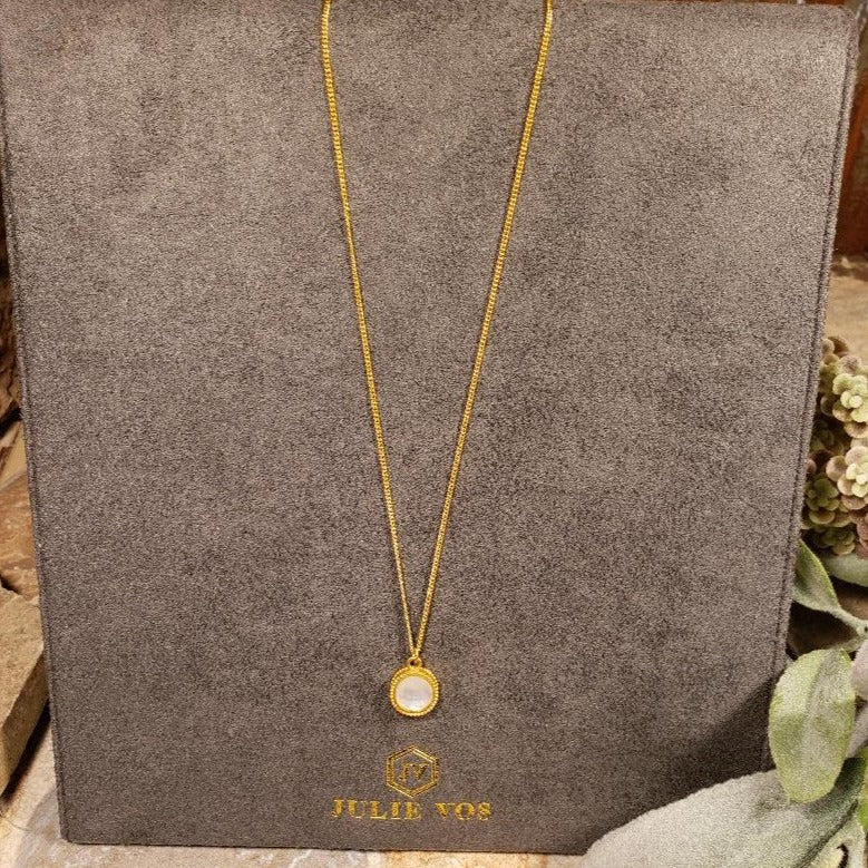 Fleur-de-Lis Solitaire Necklace Gold Iridescent Clear Crystal Reversible