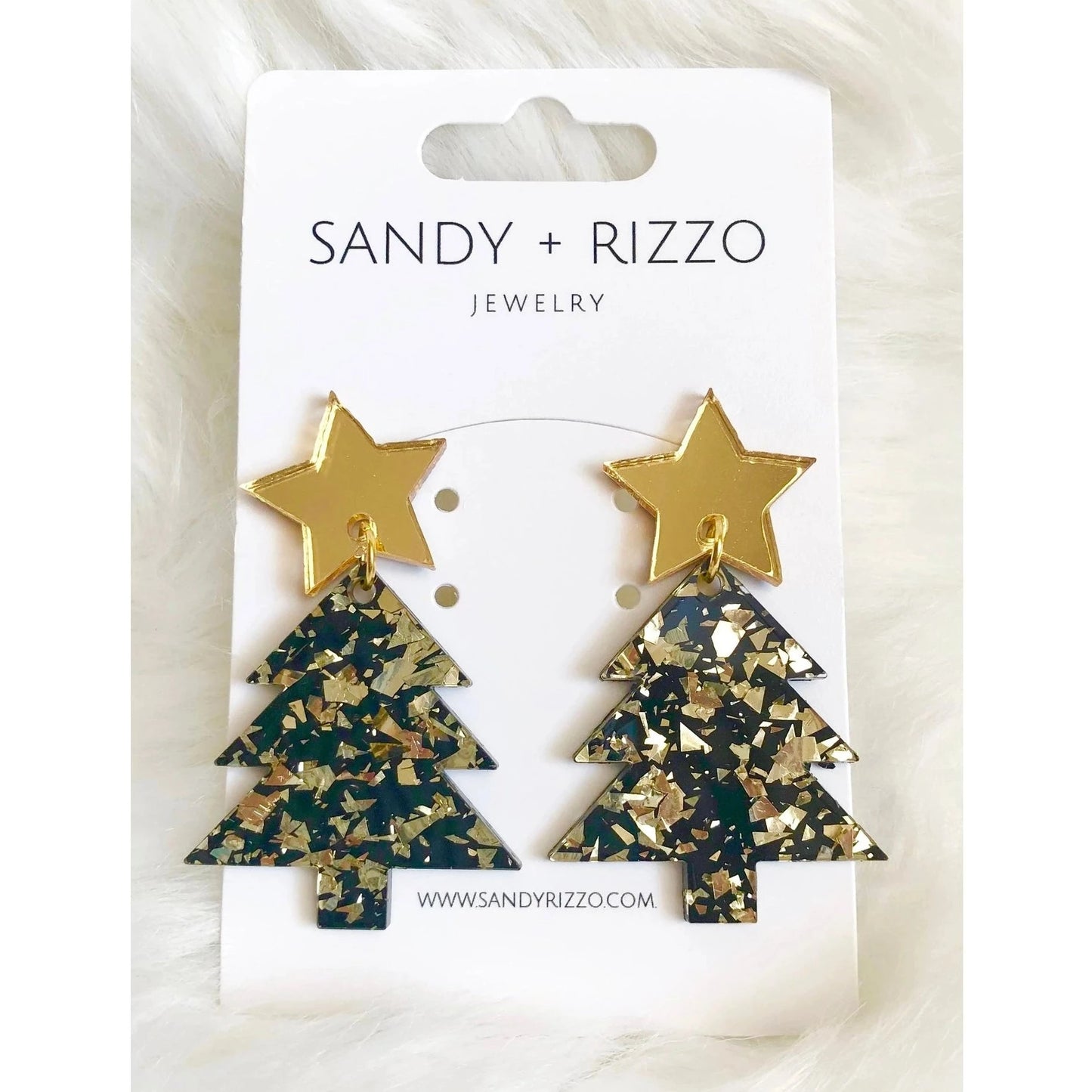 Black & Gold Christmas Tree Earrings