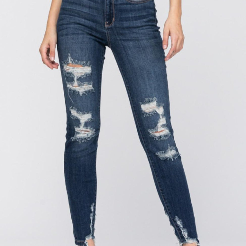 High Rise Skinny Cropped Distressed Jeans