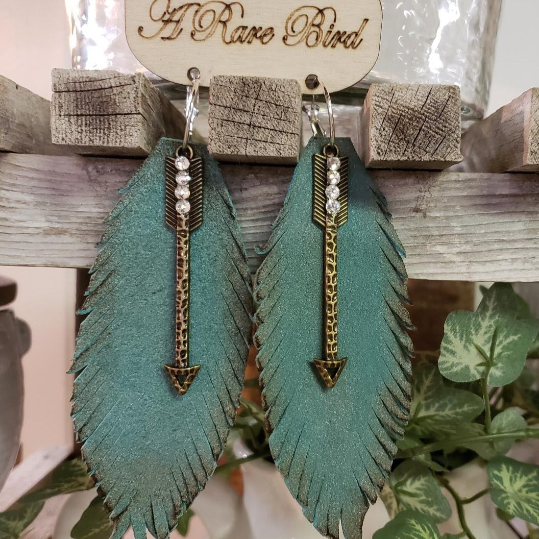 Follow Your Arrow Leather Turquoise Earrings