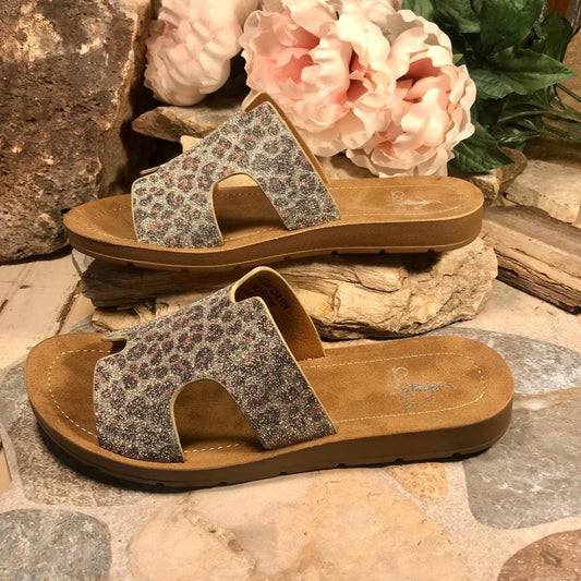 BOGALUSA Shimmer Leopard Slide/Sandal