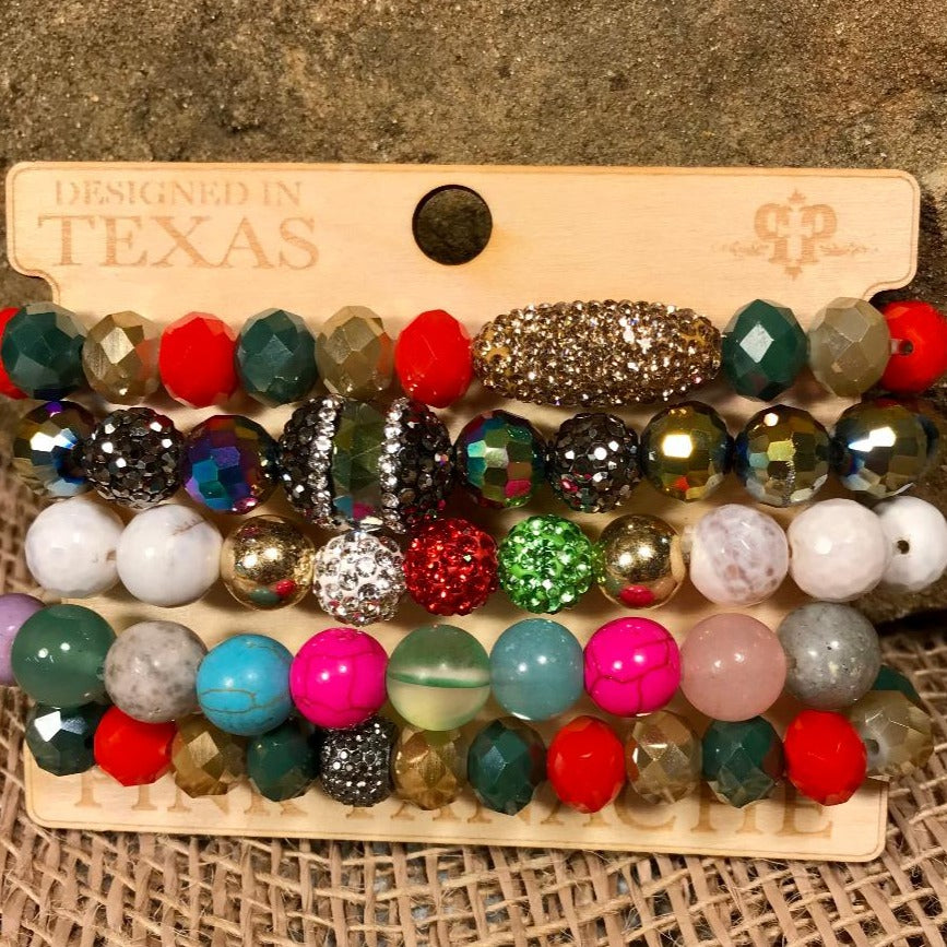 Multi Colored Holiday Bead Stack Bracelet