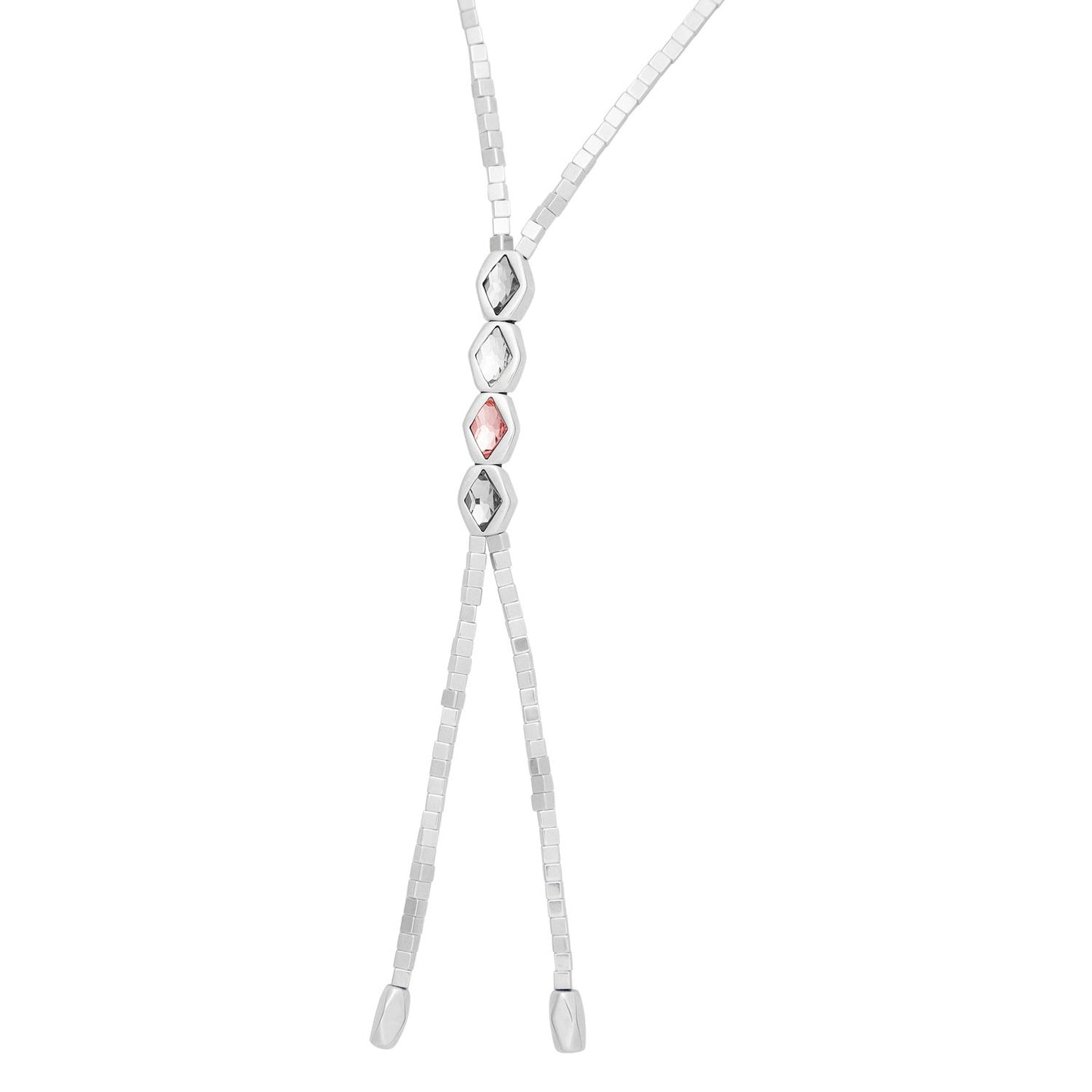Superstition Necklace w/ White, Gray and Pink Crystals From The Dazzle Collection