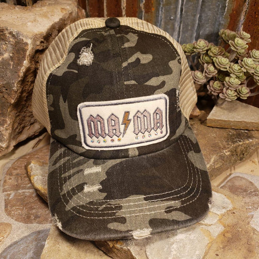 Mama Bling Embroidered Camo Cap