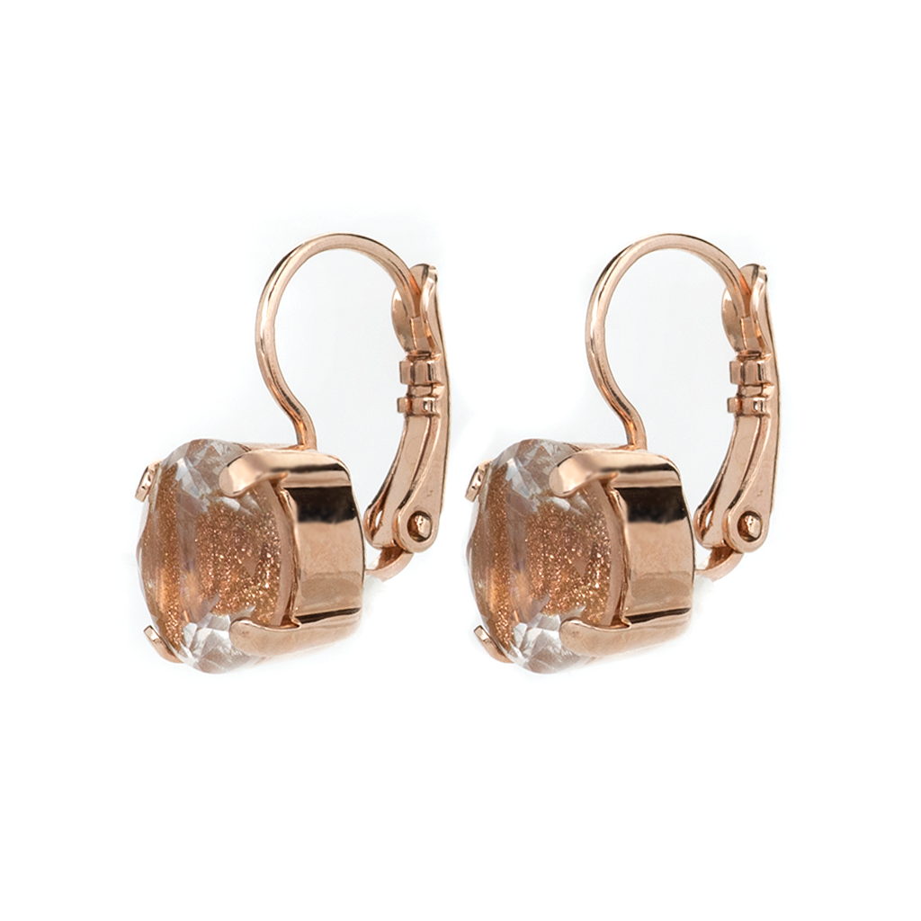 Single Stone Leverback Earrings in Hazelnut Rose Gold