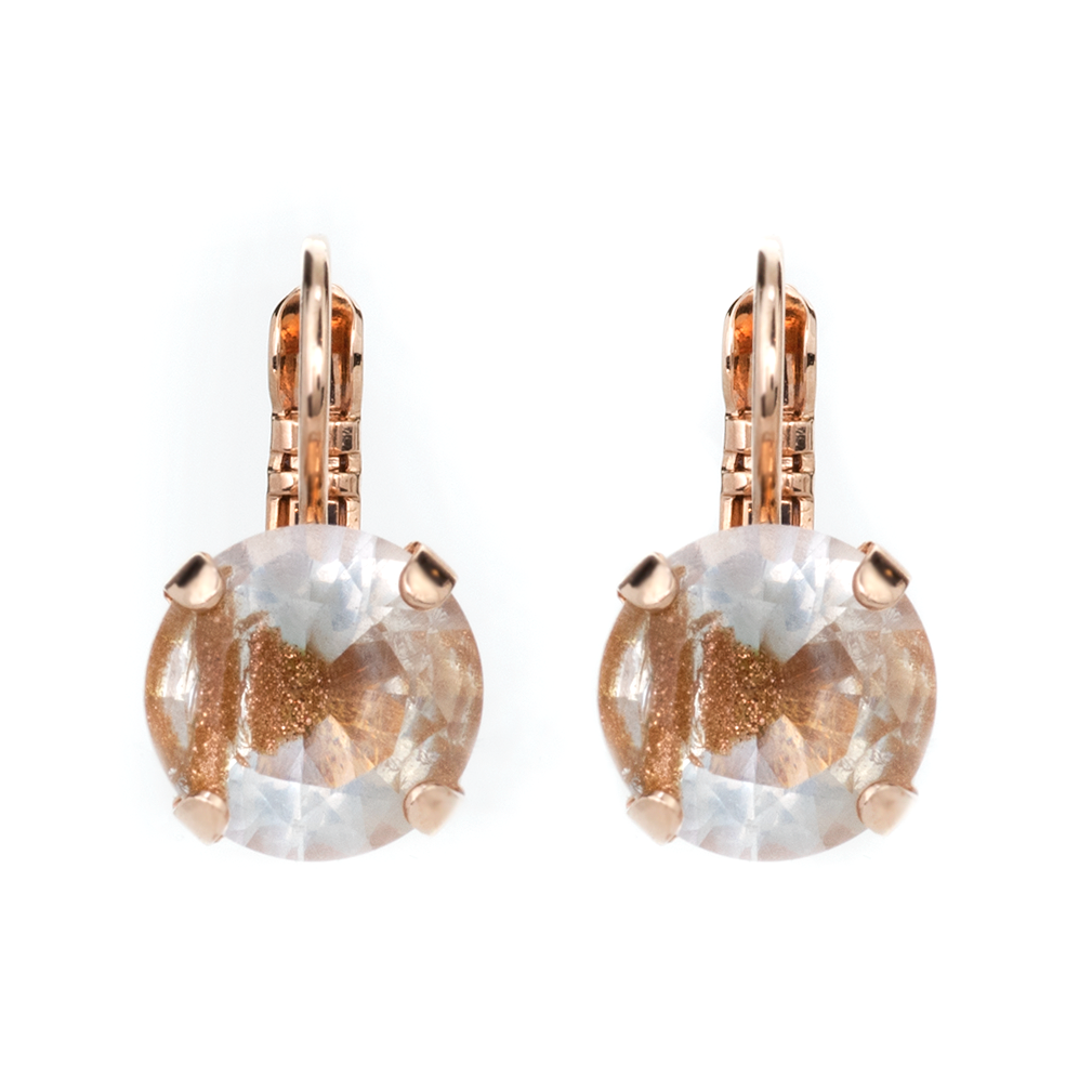 Single Stone Leverback Earrings in Hazelnut Rose Gold