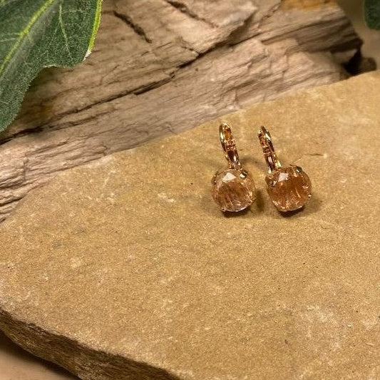 Single Stone Leverback Earrings in Hazelnut Rose Gold
