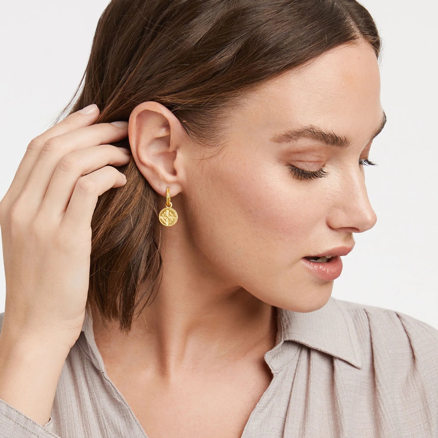 Fleur-de-Lis Hoop & Charm Reversible Earring