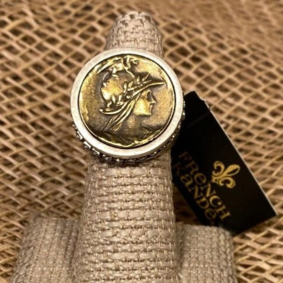 Silver Swarovski Signet  with Mini Ministry Medallion Ring