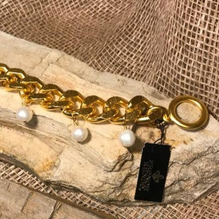 Clad Bevel Chain & Pearl Bracelet