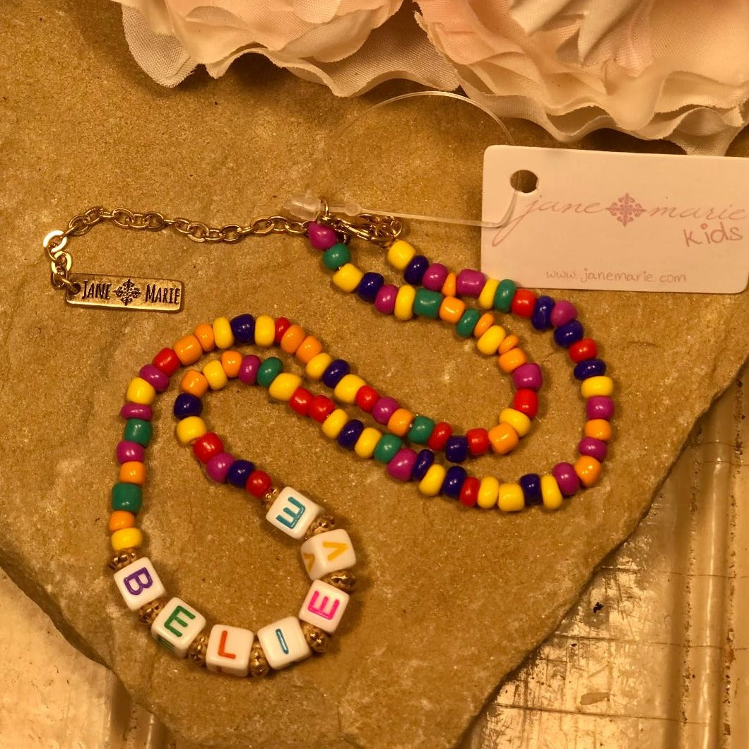 Believe Multicolored Beads Kids Necklace
