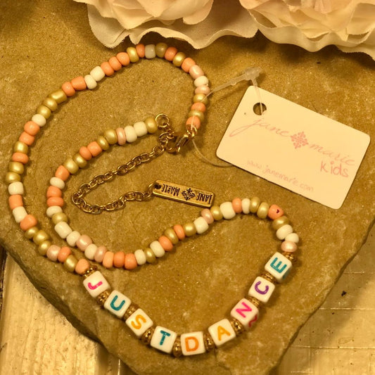 Just Dance Pink, White & Champagne Colored Beads Kids Necklace