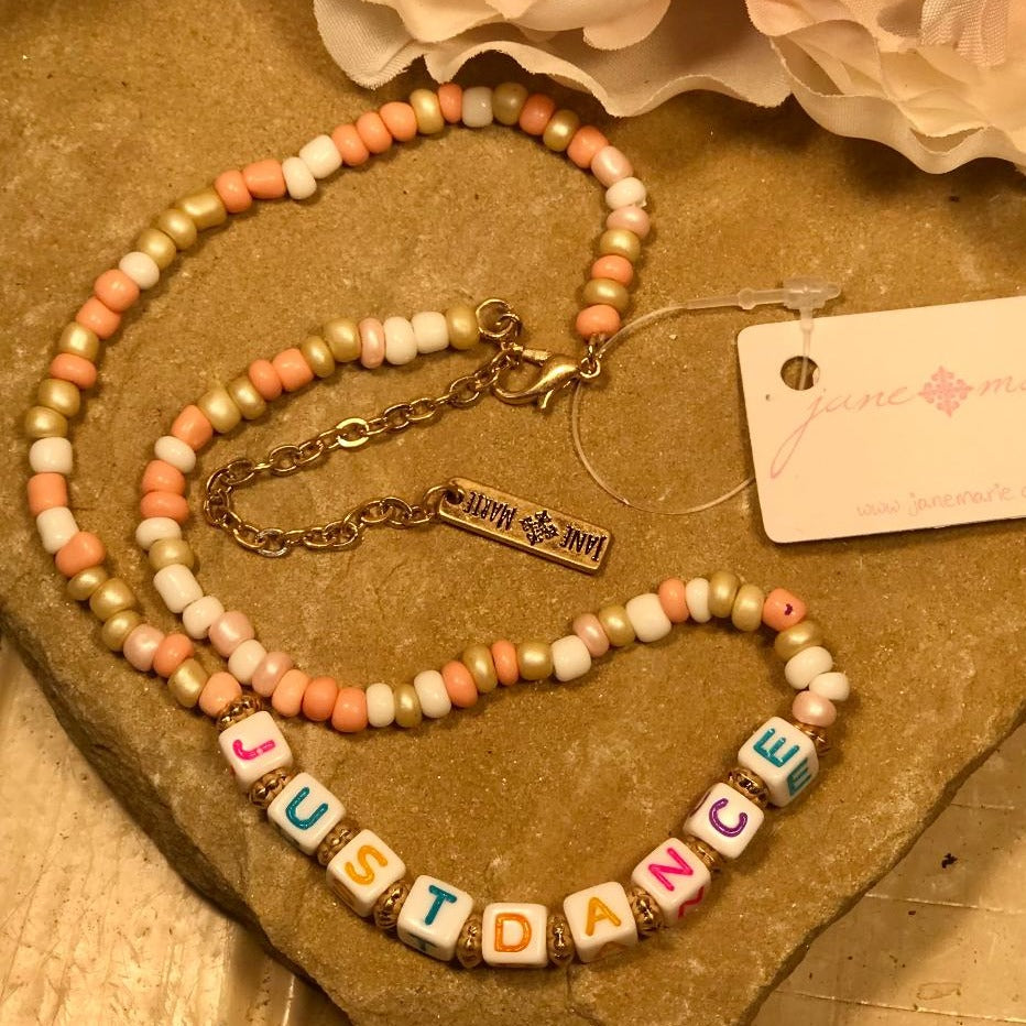 Just Dance Pink, White & Champagne Colored Beads Kids Necklace