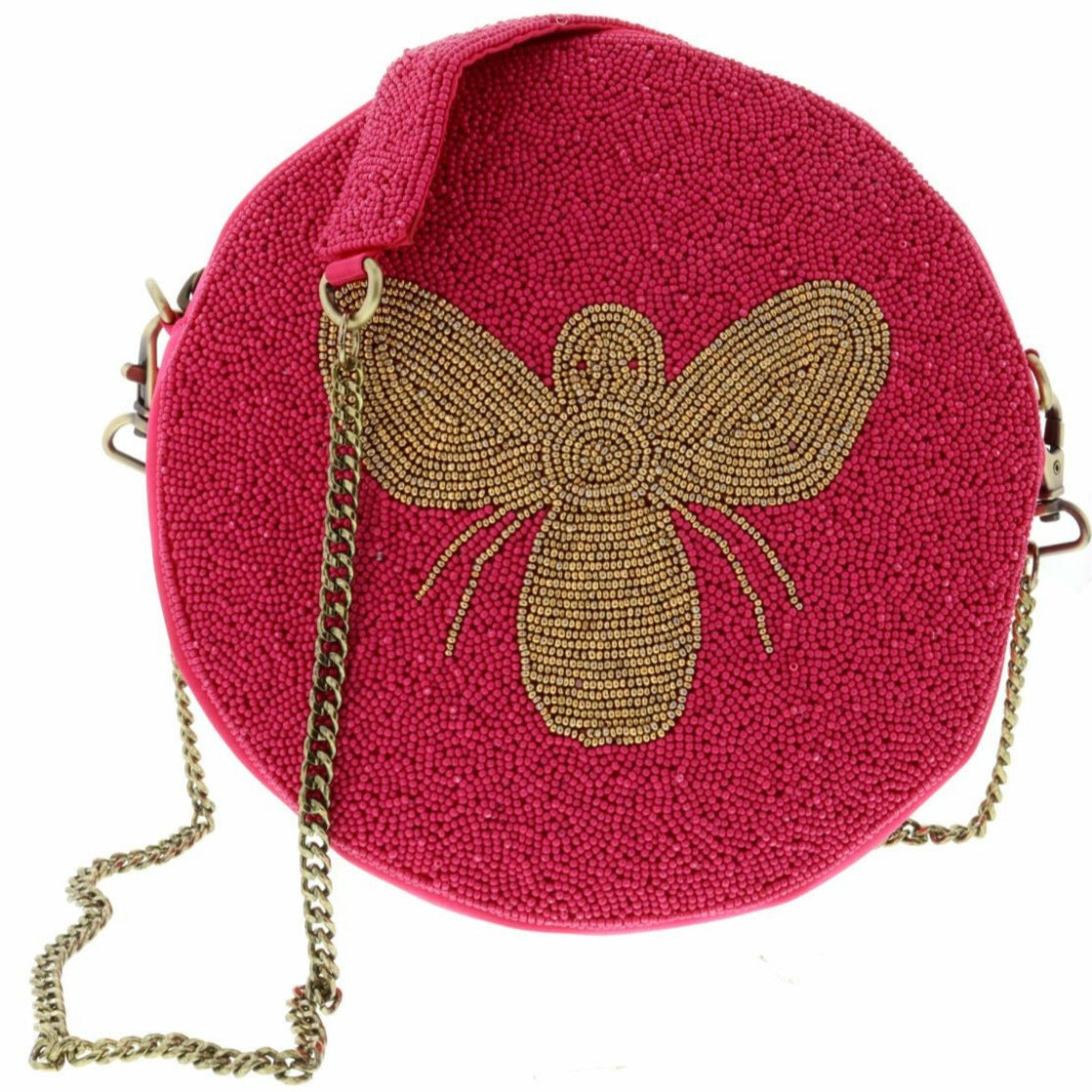 Pink Busy Bee Beaded Purse