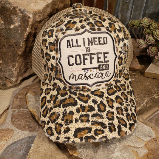 Coffee & Mascara Bling Embroidered Cap (Different Colors Available)