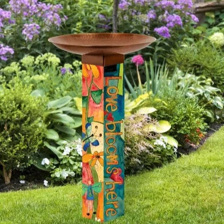 Love Garden Bird Bath Art Pole W/ Copper Topper
