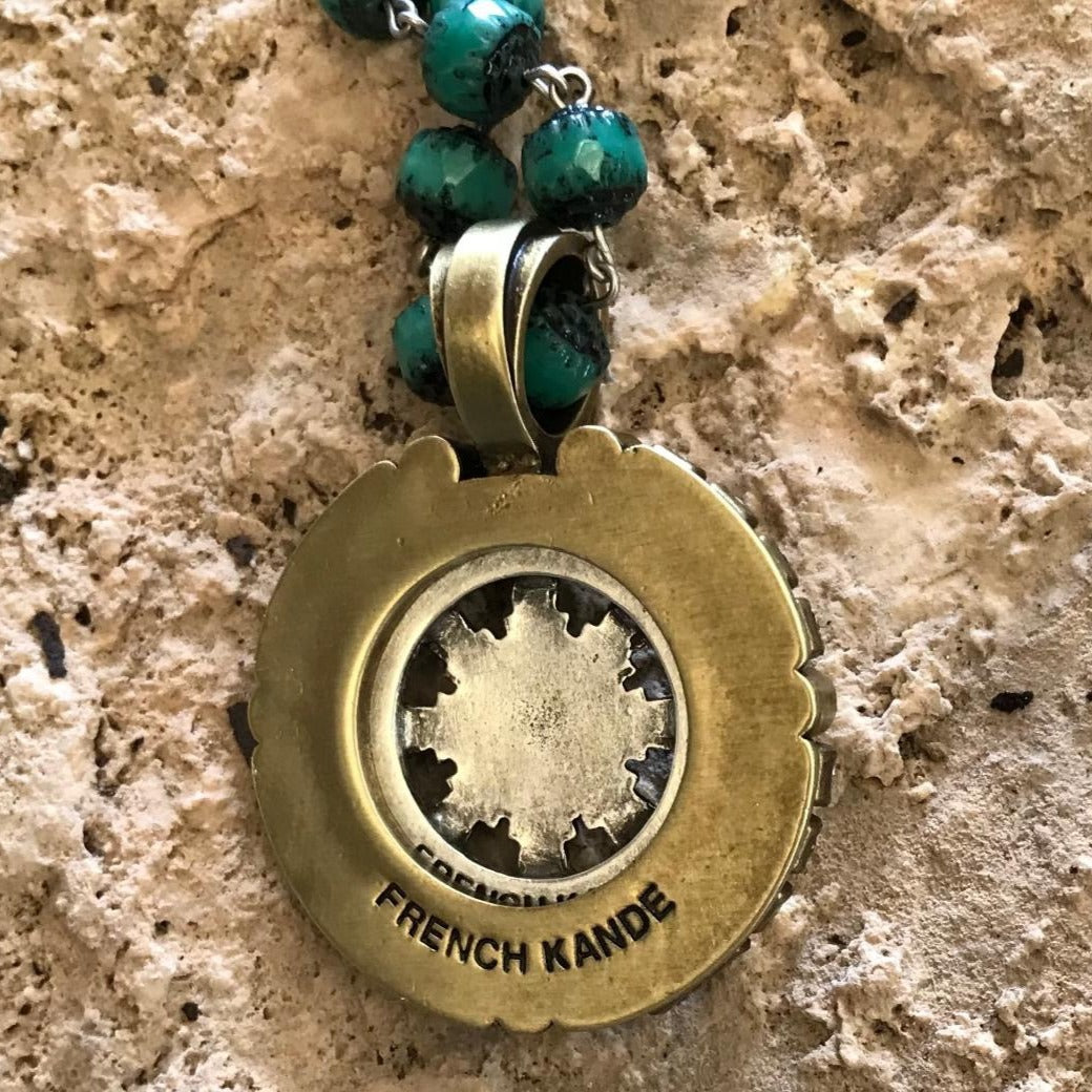 Turquoise Sun King Medallion Necklace