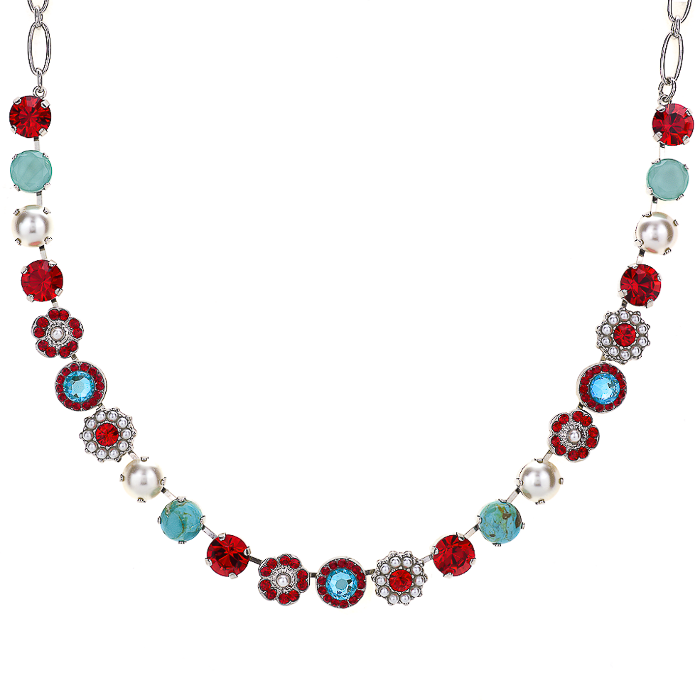 Lovable Mixed Element Necklace in Happiness Turquoise Rhodium