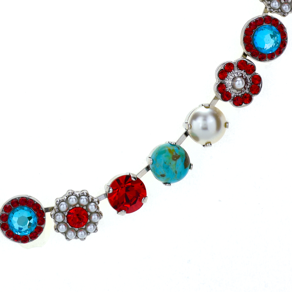 Lovable Mixed Element Necklace in Happiness Turquoise Rhodium