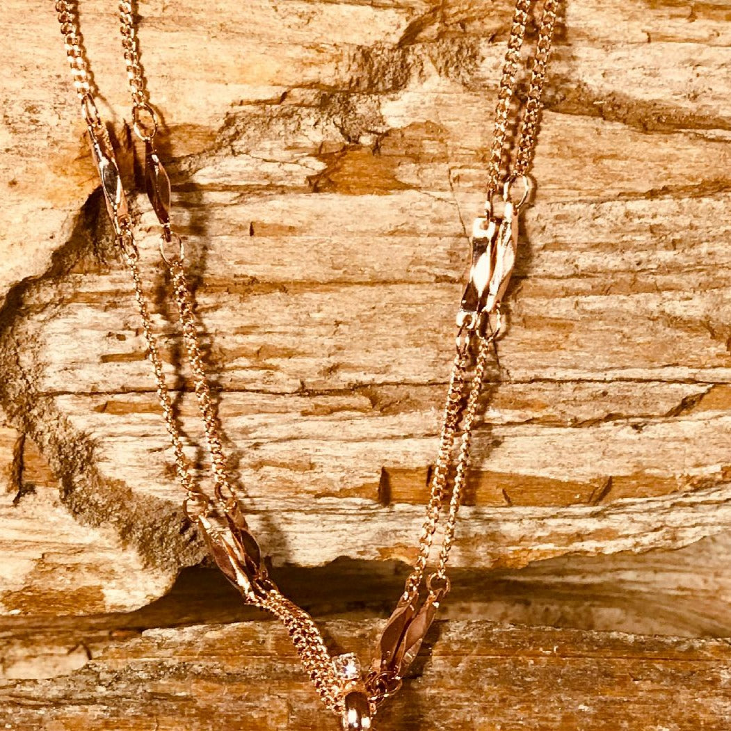 Multi Shades of Champagne Stone Cross Necklace