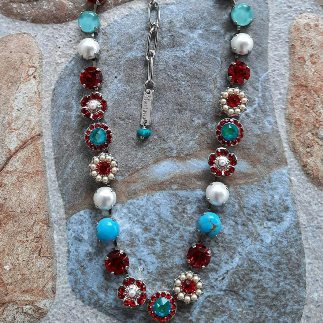 Lovable Mixed Element Necklace in Happiness Turquoise Rhodium