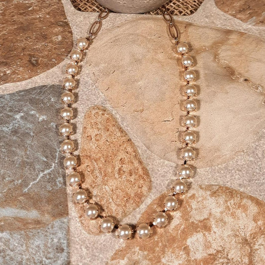 Round Pearl Rose Gold Necklace
