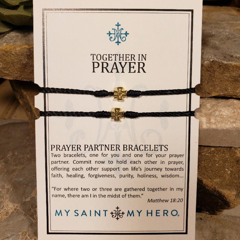 Together in Prayer Gold/Black Bracelet Set