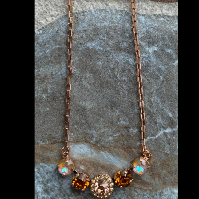 Five Stone Pendant in Coppers & Peach Necklace