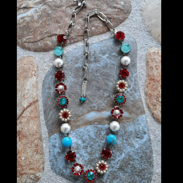 Lovable Mixed Element Necklace in Happiness Turquoise Rhodium