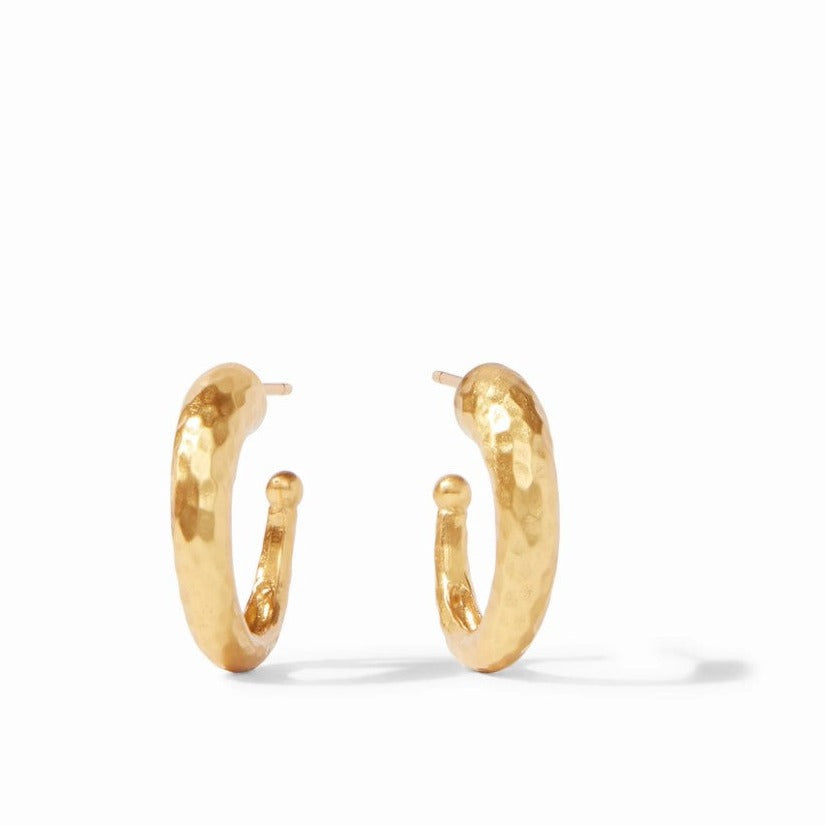 Hammered Gold Medium Hoop Earrings