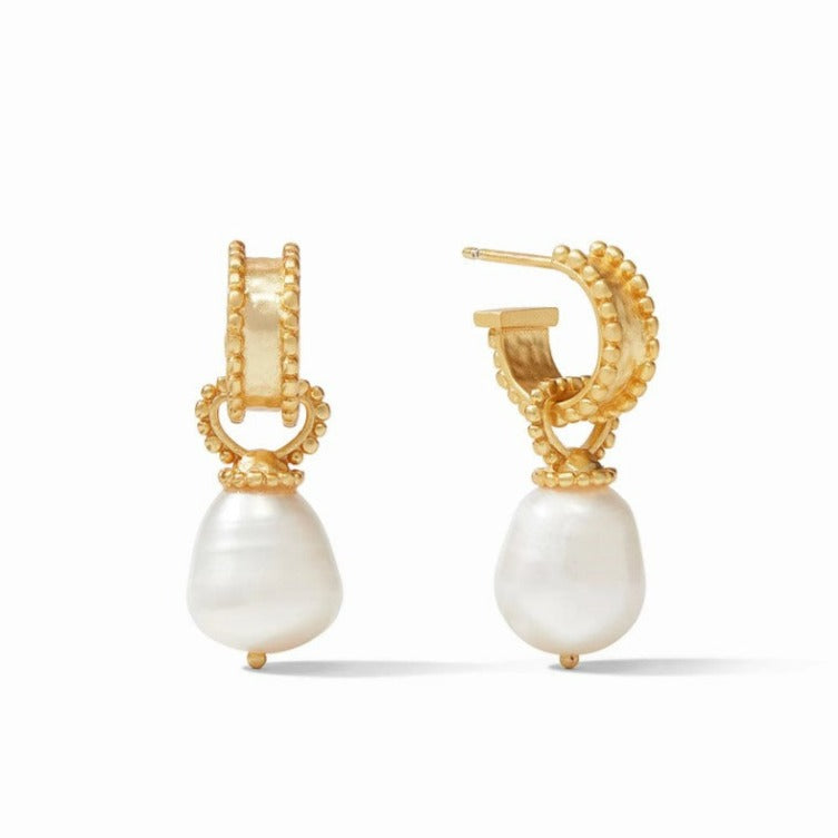 Marbella Freshwater Pearl Charm and Gold Hoops