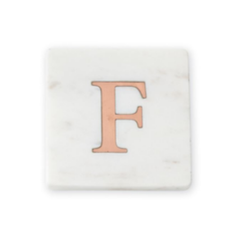 F Initial Marble & Copper Coaster Set