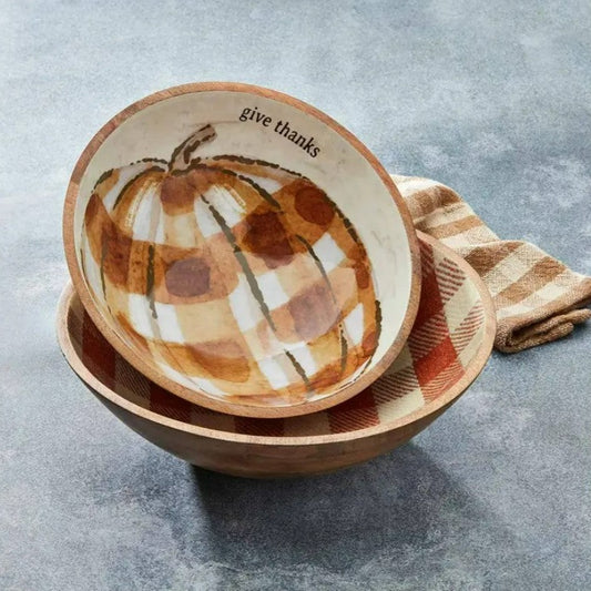 Pumpkin Check Enamel Bowls Set of 2