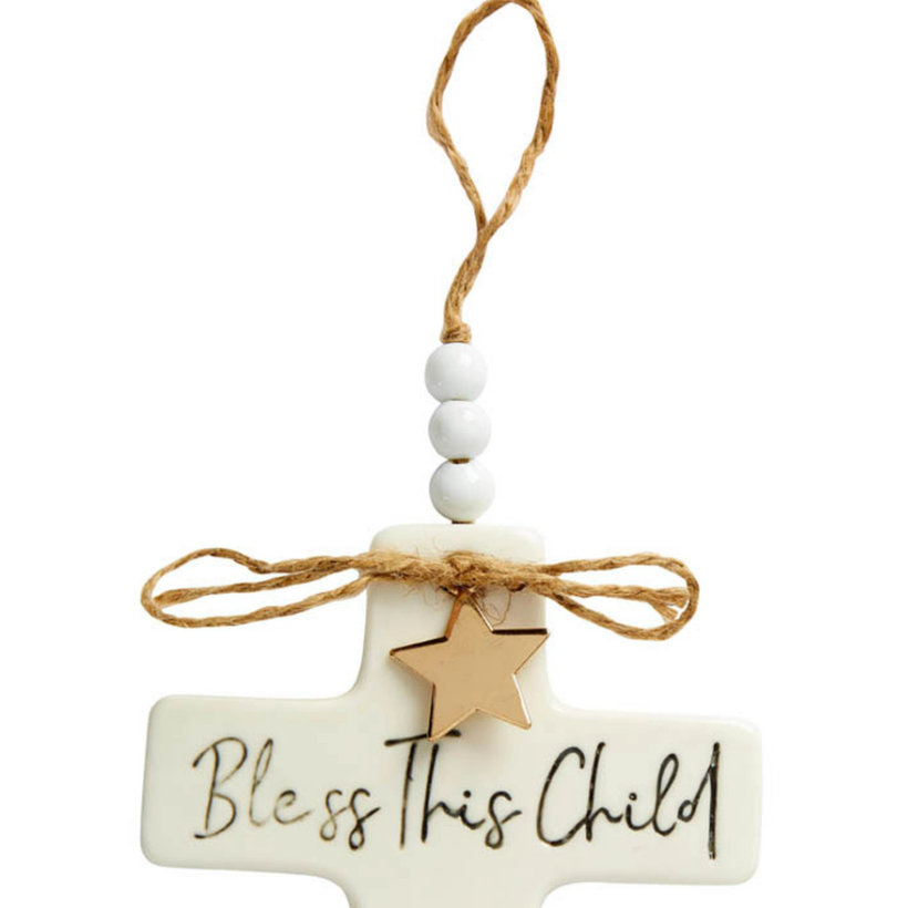 Ceramic Cross Charm - Little Blessing