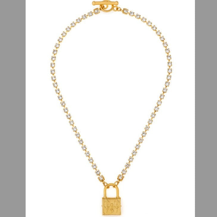 Austrian Crystal Cup Chain with our French Kande Lock Pendant Necklace