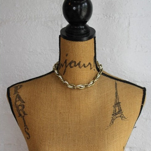 Woven Micro Pearl Brass Lourdes Chain Necklace